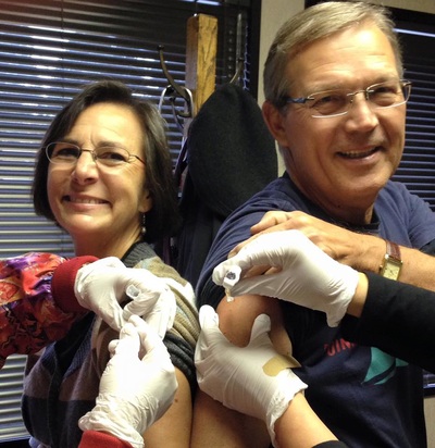 Joanie and Rick Holm get their flu shots